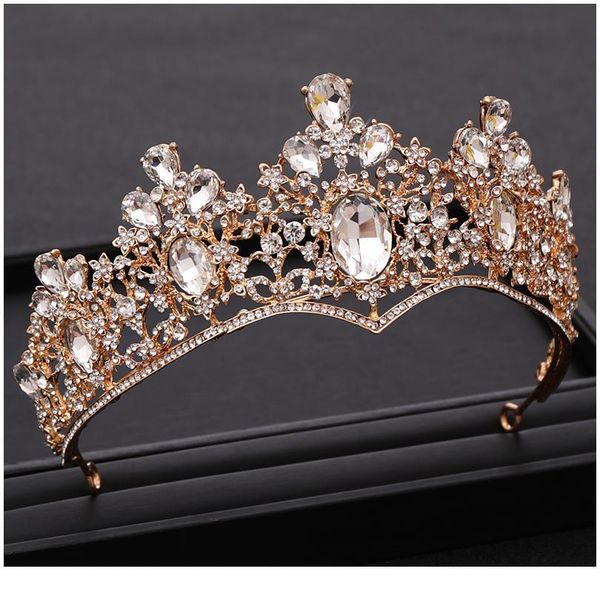 

vintage baroque gold rhinestone crystal crown wedding tiara crown pageant prom crowns bride headbands crown hair acc jllcoq