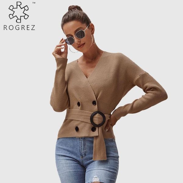 

women's sweaters rogrez black white v neck wwinter woman sweater knitting pullovers dobles breasted casual long sleeve slim, White;black