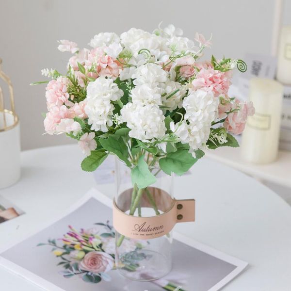 

decorative flowers & wreaths silk hydrangeas artificial carnation wedding small bouquet fake plants party vase for home decorat