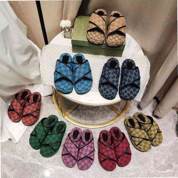 

g family's 2021 summer new cross satin printed slippers, Black