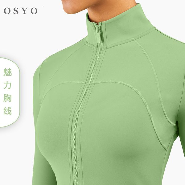 

luxury women's tracks yoga cloth 2021 high collar fitn's long sleeve zipper tight slim sports coat yoga suit autumn and winter, Gray