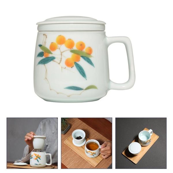 

mugs ceramic tea cup with lid retro filtering creative infuser cups mug