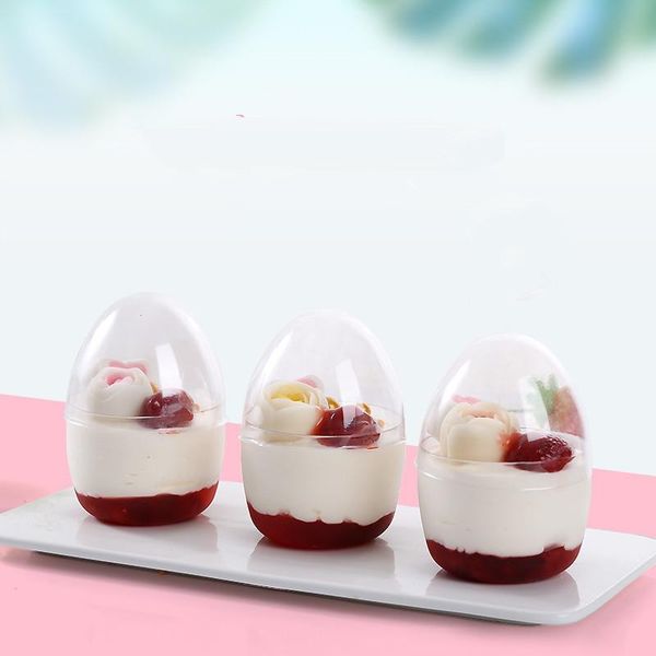 

disposable cups & straws 10pcs net red cake cup ice cream round pudding yogurt plastic wedding birthday party favors small dessert with lids