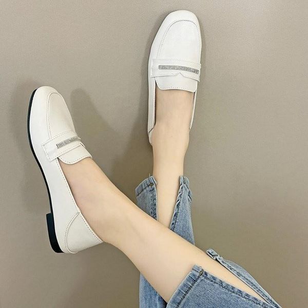 

boots spring women 2021 leather ankle low heels autumn shoes casual flat square toe size 43, Black