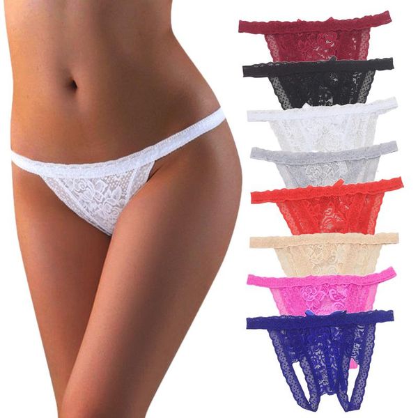 

women's panties 25# women lace thongs transparent g-string t-back low-waist perspective sensuality underwear female underpants, Black;pink
