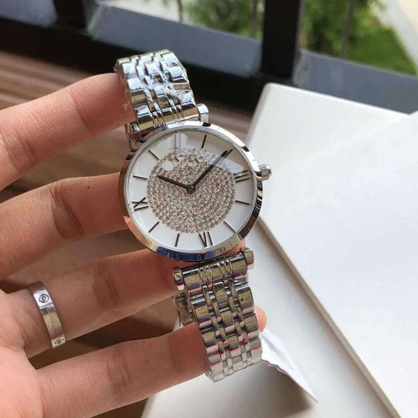 

diamond watch with steel women's precision, Slivery;brown