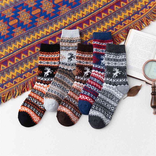 

socks 21 winter thickened warm women's rabbit wool thick thread fawn christmas, Black;white