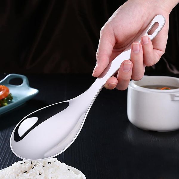 

spoons 1pc serving spoon with long handle durable 304 stainless steel large rice soup ramen drinking tableware