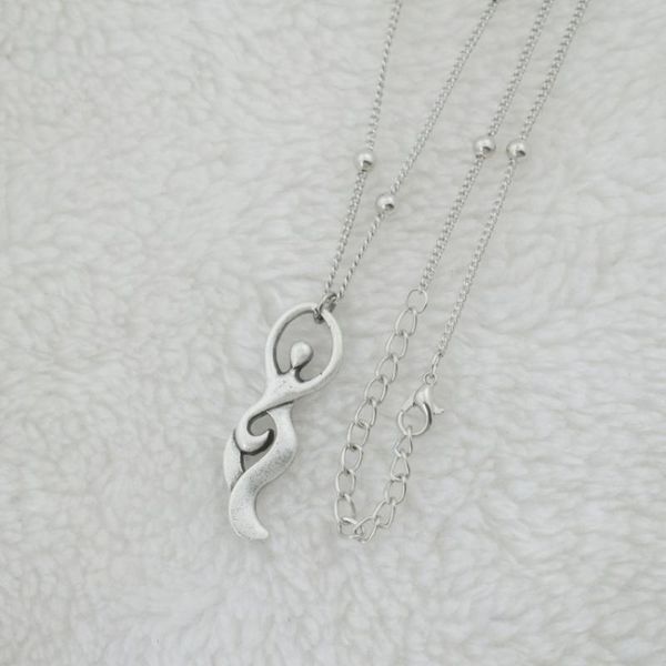 

chains mother's gift triple crescent moon witch goddess necklace with card fertility wiccan pagan jewelry, Silver