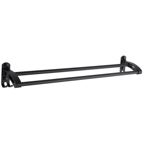 

bathroom black towel rack wall mount black finish space aluminum double towel bar with hook double bar shower accessories