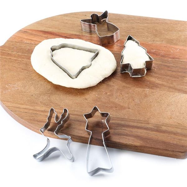 

baking moulds 6pcs christmas cookie cutters 3d stainless steel snowflake santa claus cake biscuit mold diy decorating tool
