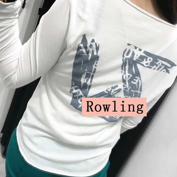 

women's t-shirt white letter graphic tee women summer v-neck long sleeve t shirt casual clothes cotton good quality 2021 h18o