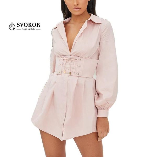 

casual dresses svokor turn-down collar a-line dress women elegant autumn winter mini party night club clothes sashes, Black;gray