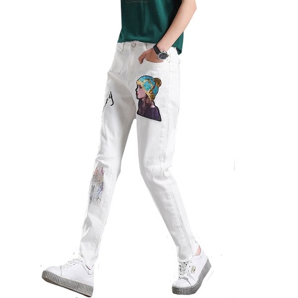 

breeches new hole harem loose women's needy sequins embroidered fashion feet were thin pants l67l, Blue