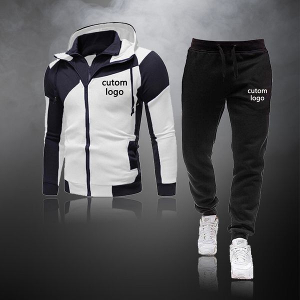 

casual with custom men's , hoodie and set, 2-piece zipper sportswear, Gray