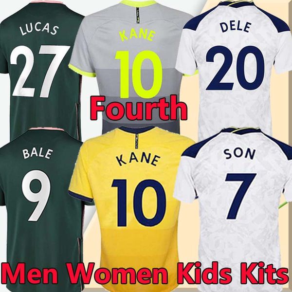 

2021 fourth bale kane soccer jerseys lilywhites 4th son ndombele bergwijn vinicius lamela lucas football shirt men kids kits pants, Black;yellow