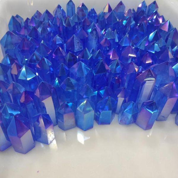 

decorative objects & figurines 500g 3-5cm natural crystal column electroplating wand point healing stones aquarium crafts making ornaments h
