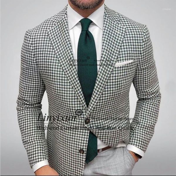 

men's suits & blazers fashion houndstooth mens formal business blazer slim fit wedding groom tuxedos 2 piece jacket pants set terno mas, White;black