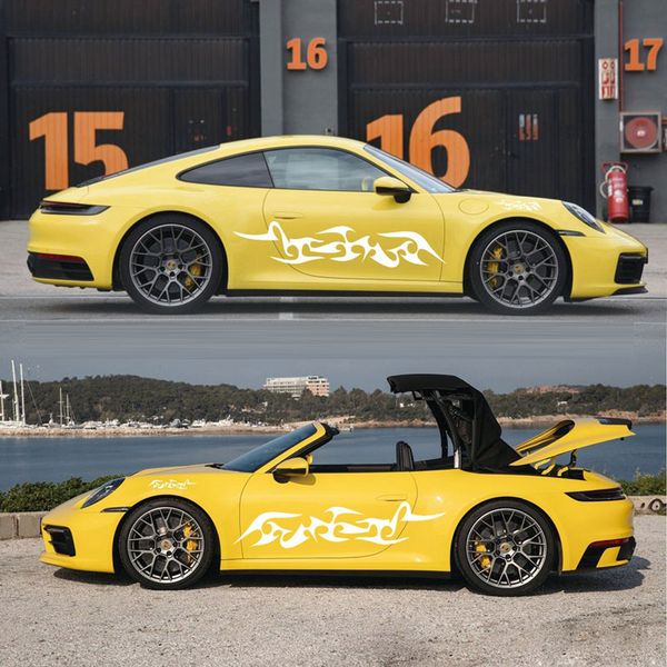 

2pcs/set flame racing sticker bumper hood cover body decals
