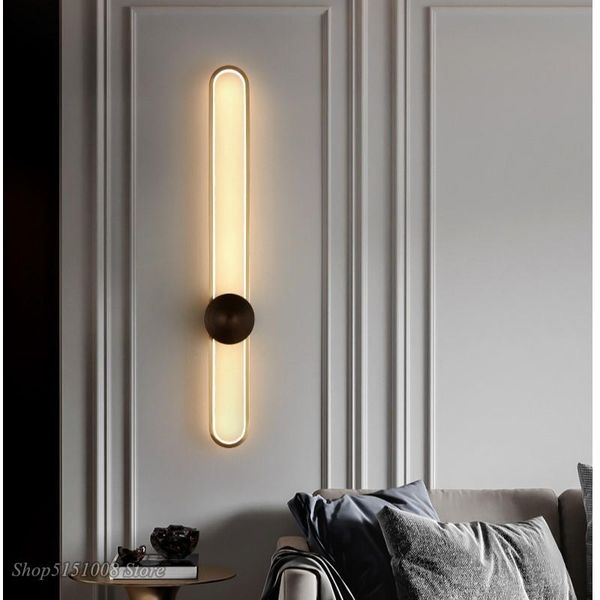 

wall lamp modern minimalist golden black oval lamps living room staircase background for bedside light decor luminaire