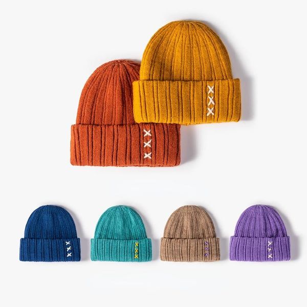 

beanies winter warm knitted skullcap casual short thread hip hop hat men beanie wool skull cap elastic hats unisex