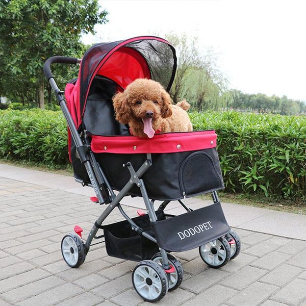 

dog car seat covers h four wheel pet stroller for cat foldable carrier strolling cart with convertible directional handle large space