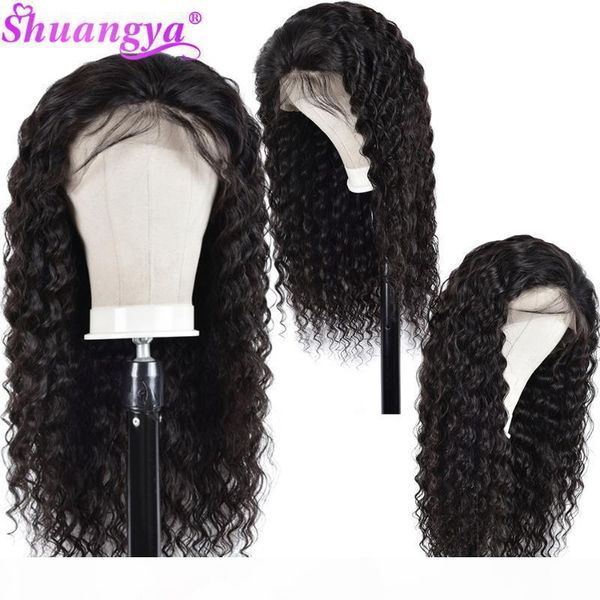 

malaysian water wave human hair wigs 180% density pre-plucked lace front human hair wigs with baby shuangya remy, Black;brown