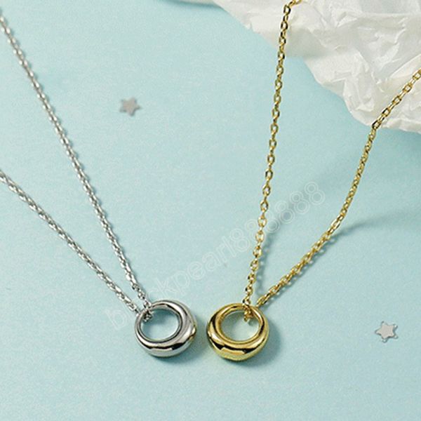 

geometric round circle choker chain women necklaces charm clavicle chain necklace gifts cold wind jewelry gold silver for lady