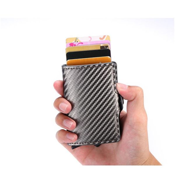

bycobecy fashion carbon fiber credit card holder wallet rfid men business hasp wallet new male coin purse id holder wit qylfpl