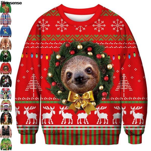 

men's sweaters men women ugly christmas sweater pullover jumpers 3d funny snowflake sloth reindeer print holiday xmas sweatshirt, White;black