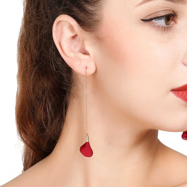 

jewelry fashion korean versatile personalized sweet flowers small fragrance long earrings ear line, Silver