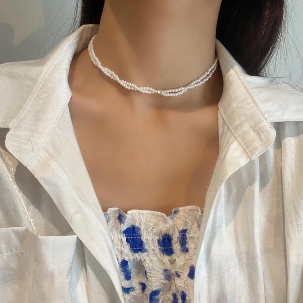 

chokers beautiful pearls choker double layers necklaces, Golden;silver