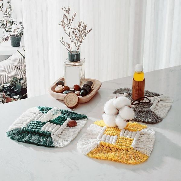 

mats & pads nordic style cotton handmade boho coasters heat protection mat for bar