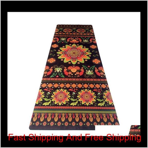 

personality printing yoga mat rubber non-slip velvet travel pad fitness flower mat black national goddess jllbjw insyard