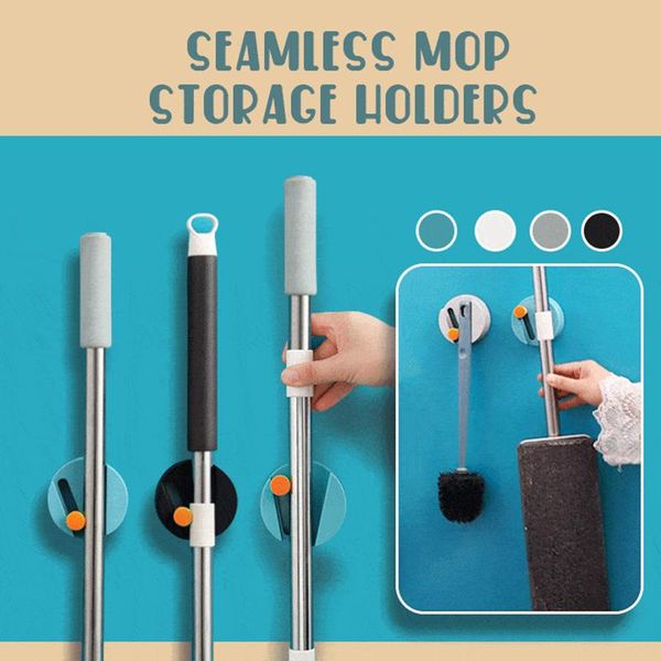 

hooks & rails seamless mop storage holders mini bathroom rack wall mounted punch toilet clip brush broom hanger _wk