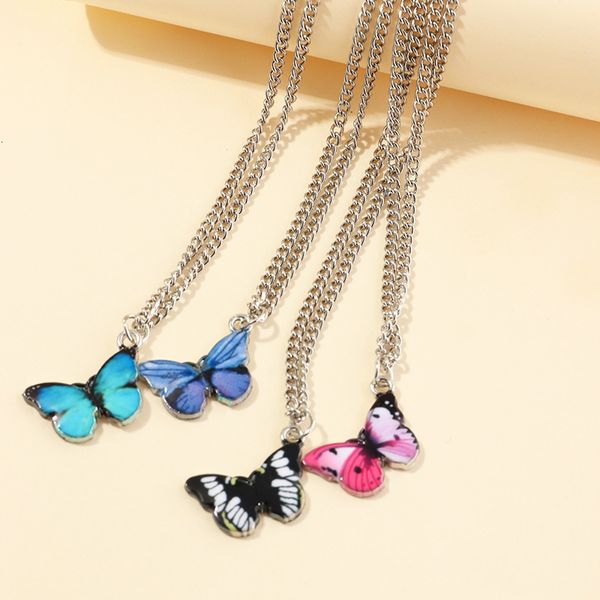 

nz1728 jewelry sweet cool girl butterfly necklace net red versatile clavicle niche neck chain, Silver