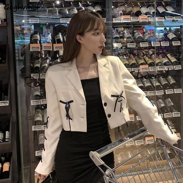 

women's suits & blazers women sweet high-street fashion bow cropped designers long sleeve streetwear chic ulzzang korean stylish studen, White;black