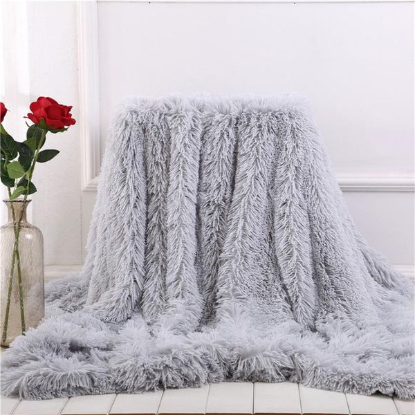 

warm long faux blanket 120x80cm 1pc shaggy long faux fur throw blanket fuzzy lightweight plush sherpa fleece blankets 1204#30, Silver