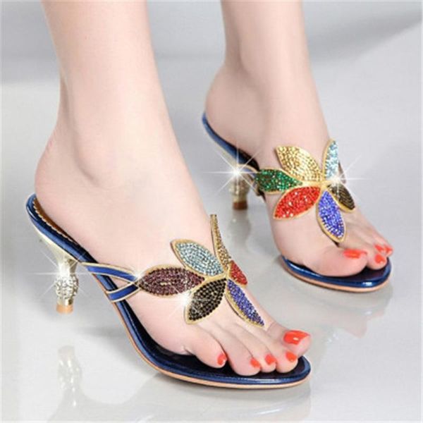 

2021 new summer style womens slides rhinestone thin high heels stiletto platform colorful slipper shoes party date a010, Black