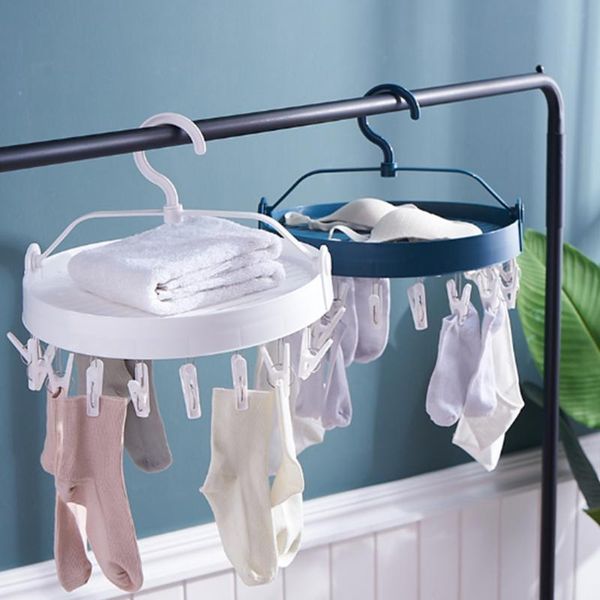 

hangers & racks double-layer drying rack foldable household rotating underwear socks disc windproof shoe with clip
