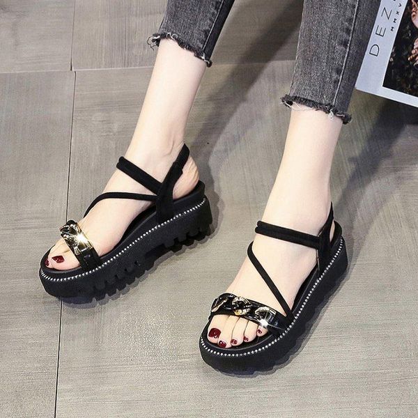 Sandalen Sommer Frauen Sandale Mode Wohnungen Plattform Frau Sandalen Schwarz Plattformen Rutschen Outdoor Schuhe Gladiator frauen Casual Shose