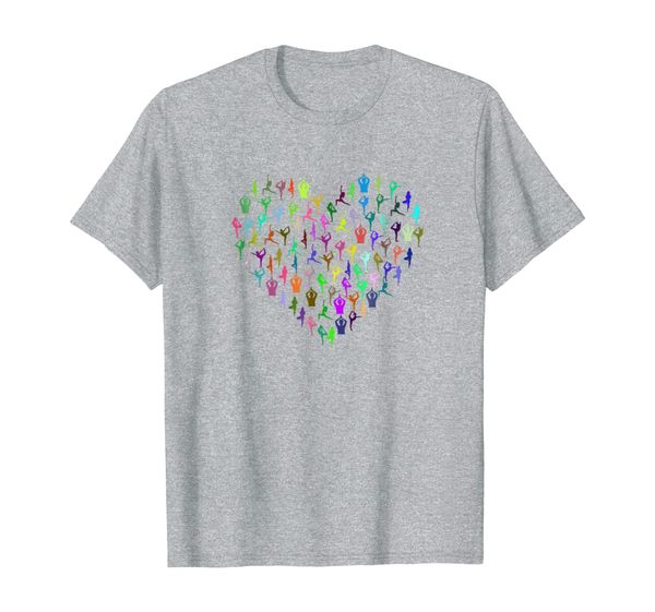 

heart made up of yoga positions a great yoga t-shirt, White;black