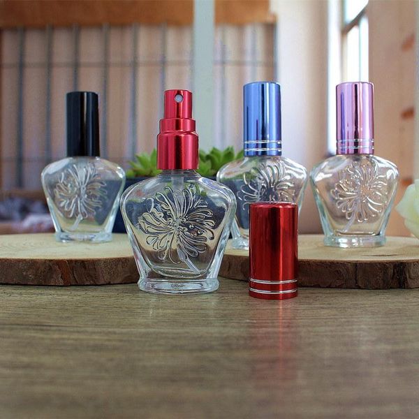 

10ml glass empty spray perfume bottle vial portable small glass chrysanthemum pattern bottle f20212359