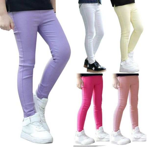 

trousers toddler girls stretch warm leggings kids solid color, Blue