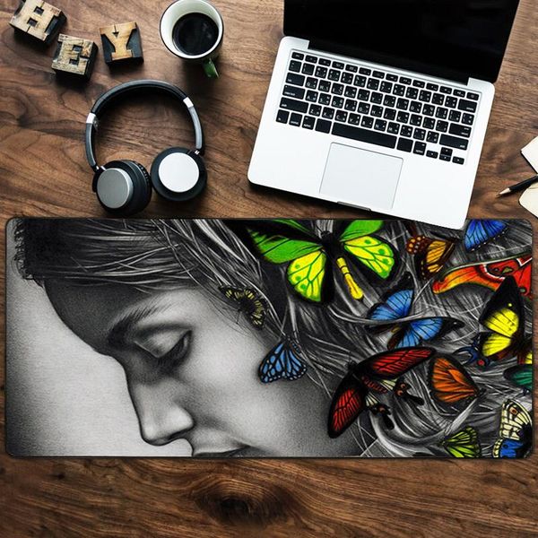 

mouse pads & wrist rests butterfly gaming large mousepad of gamers keyboard pad locking edge rubber otaku office lapdesk mat