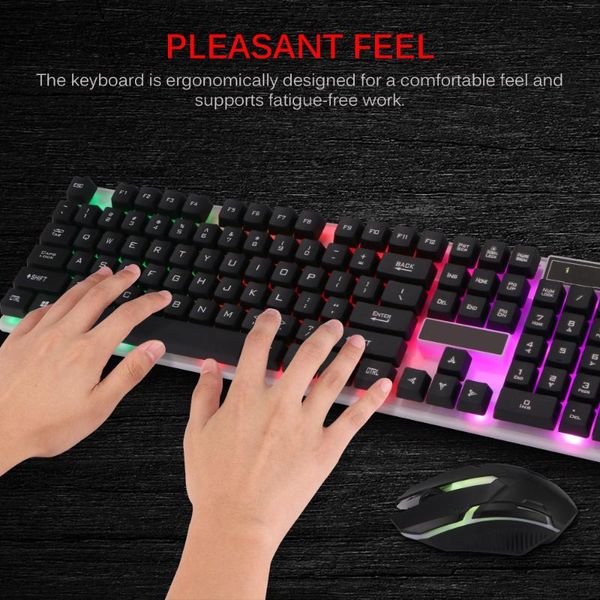 

portable wired game keyboard mouse earphone set real mechanical touch key mouse set support backlight beautiful led light