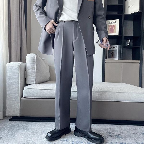 

men's suits & blazers green gray black suit pants men fashion society mens dress korean loose straight office formal trousers s-xl, White;black