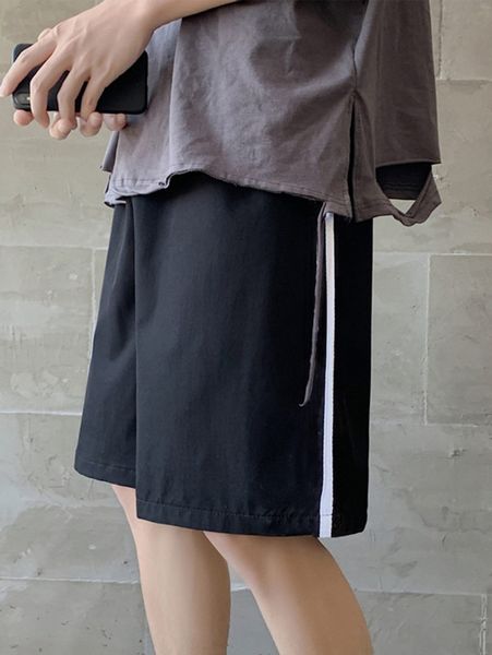 

men contrast tape side shorts q2zg#, Black