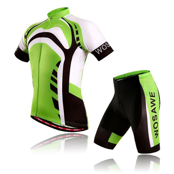 

racing sets wosawe cycling jersey set short sleeve added shorts quick dry breathable clothing suit summer, Black;blue