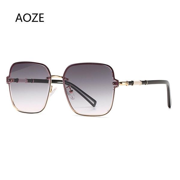 

2021 popular luxury fashion frameless square gradient sunglasses women men shade alloy uv400 consignment, White;black